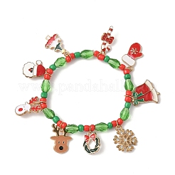 Рождественские браслеты с подвесками из сплава и эмали&nbsp;LS-BJEW-B155-01A-KCG