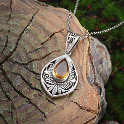 Подвески из сплава с топазом и стразами&nbsp;FS-WG9981E-01