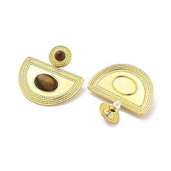 Серьги-гвоздики из нержавеющей стали 304 с натуральным тигровым глазом в стиле бохо EJEW-S244-01G-H