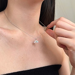 Радуга 925 стерлингового серебра микро паве кубические цирконии кулон ожерелья для женщин&nbsp;NJEW-F338-06P