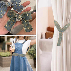 1 рулон бронзирующей джинсовой полиэстеровой ленты со звездами&nbsp;OCOR-CY0002-86A