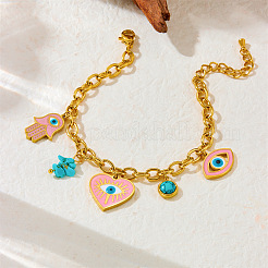 Браслеты с подвесками из нержавеющей стали 304 и синтетической бирюзы для женщин&nbsp;FS-WGFA37A-03