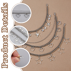 6 шт. 3 стиля 201 нержавеющая сталь кубинские звенья цепи ремень для ботинка цепи&nbsp;HJEW-FH00215