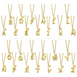 304 нержавеющая сталь прозрачный кубический цирконий сердце и буква подвеска панцирное ожерелье цепочка для женщин&nbsp;NJEW-FS00012-27Q