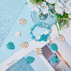 4 нитка 2 цвета синтетические бирюзовые бусины с морской тематикой&nbsp;G-FH0001-94
