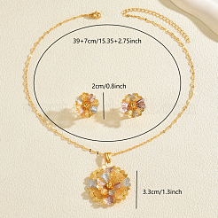 Комплекты из винтажных латунных серег-гвоздиков и ожерелий с подвесками в виде цветов для женщин&nbsp;VM6816