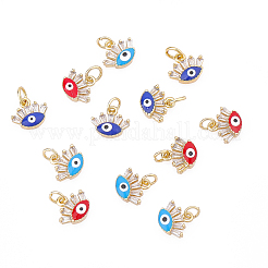 12 шт. 3 цвета латунные подвески с микропаве и кубическим цирконием&nbsp;ZIRC-AR0001-12