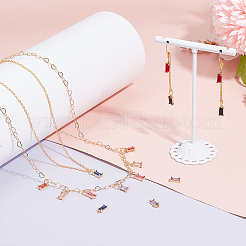 36 шт. 9-х цветные подвески из золотистой латуни с микропаве из кубических цирконий&nbsp;KK-PH0010-99