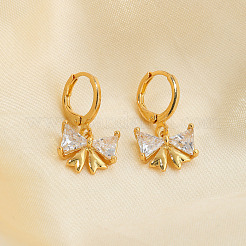 Элегантные латунные серьги-кольца с прозрачным кубическим цирконием в форме банта&nbsp;LP5969