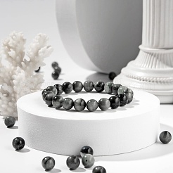 100шт 8мм круглые бусины из натурального ястребиного глаза&nbsp;DIY-LS0002-25