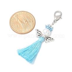 Подвеска-кисточка из стеклянного жемчуга и бисера «миюки» в виде ангела&nbsp;HJEW-MZ00198-03