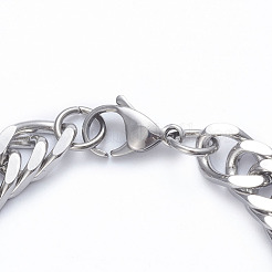 Устойчивые к потускнению мужские браслеты из нержавеющей стали 304 с кубинской цепочкой с бриллиантовой огранкой&nbsp;X-BJEW-L673-002C-P