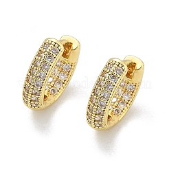 Латунные серьги-кольца из прозрачного кубического циркония&nbsp;LS-EJEW-D311-101G