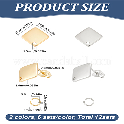 12 шт. фурнитура для сережек-гвоздиков из нержавеющей стали 304&nbsp;STAS-LP0001-88