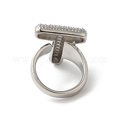 Открытое кольцо-манжета из латуни с надписью микро паве для женщин с прозрачным кубическим цирконием&nbsp;RJEW-N046-03T-P