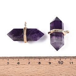 Подвески с двойным наконечником из натурального аметиста&nbsp;G-N345-09D