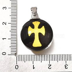 Плоские круглые акриловые подвески из нержавеющей стали 201&nbsp;STAS-U036-01P-08