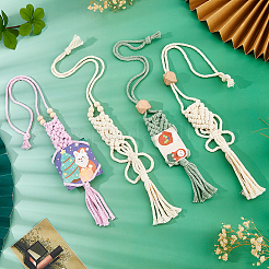 4 шт. 4-х цветный хлопковый плетеный держатель для подвески украшения&nbsp;HJEW-FH0001-85