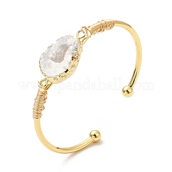 Окрашенный натуральный агат нерегулярный браслет-манжета druzy nugget&nbsp;BJEW-C028-01G