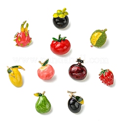 10 шт. 10 эмалевых значка с фруктовой тематикой&nbsp;JEWB-CJ0001-83