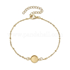 2шт 2-х цветный браслет из нержавеющей стали 304 с круглыми кабошонами&nbsp;BJEW-JB11092