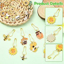 20 шт. эмалированный маркер для застежки-молнии с изображением пчел&nbsp;HJEW-CJ00066