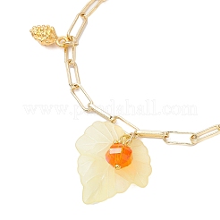 Браслеты с акриловыми подвесками в виде листьев&nbsp;BJEW-JB12613