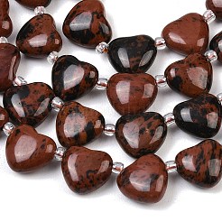 Натурального красного дерева обсидиана бисер нитей&nbsp;G-NH0069-A09