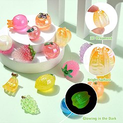 15шт 15 стиля светящийся фруктовый смоляной декор&nbsp;CRES-CJ0001-80