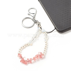 Синтетический и натуральный драгоценный камень с акриловым браслетом брелок&nbsp;HJEW-JM00689