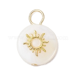 6 шт. 6 стиля плоские круглые подвески в виде звезды и луны из натуральной пресноводной ракушки&nbsp;PALLOY-JF03835