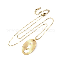 Овальные полые текстурированные подвески из нержавеющей стали 304&nbsp;NJEW-M096-24G