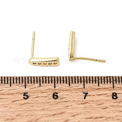 Серьги-гвоздики из латуни с микропаве из прозрачных кубических цирконий в форме капли&nbsp;EJEW-H180-26G