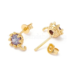 Фурнитура для серег-гвоздиков из латуни с кубическим цирконием&nbsp;MAK-I684-11G-RS