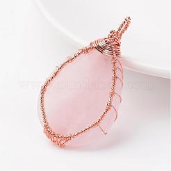 Природного розового кварца подвески G-K122-03RG