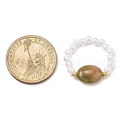 Кольца-растяжки из натурального индийского агата для женщин&nbsp;RJEW-JR00911