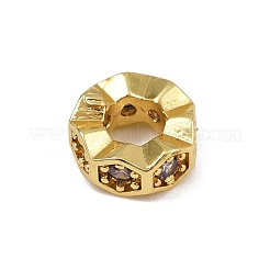 Волнообразный край плоский круглый стойка покрытие латунь кубический цирконий европейские бусины&nbsp;KK-L236-12G