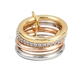 Женские кольца-пальцы с микропаве из кубических цирконий из латуни&nbsp;RJEW-P160-01G-MC