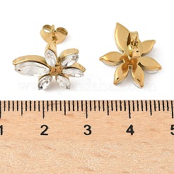 Серьги-гвоздики из нержавеющей стали 304 с микропаве из стекла и кубическим цирконием для женщин&nbsp;LS-EJEW-K302-06G