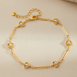 Браслеты на ногу из латуни с пластиковыми бусинами-жемчужинами в форме яблока ко Дню учителя для женщин&nbsp;FS-WG6989F-01