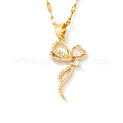 Элегантные латунные ожерелья-банты с прозрачными кубическими циркониями для женщин&nbsp;NG1085-1