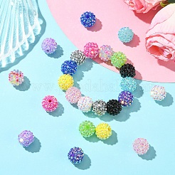 24шт 12 цвета смоляные бусины со стразами&nbsp;RESI-YW0003-13