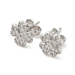 Серьги-гвоздики из латуни с микропаве из прозрачных кубических цирконий&nbsp;LS-EJEW-F383-09P