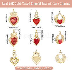 6 шт. 3 стиля латунных эмалевых подвесок&nbsp;KK-BBC0019-86