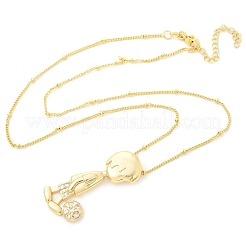 Ожерелья с подвесками из латуни с прозрачным кубическим цирконием&nbsp;LS-NJEW-M084-01G-01