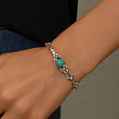 Элегантные женские браслеты из синтетической бирюзы и цинкового сплава с круглыми бусинами&nbsp;ZF9311-1