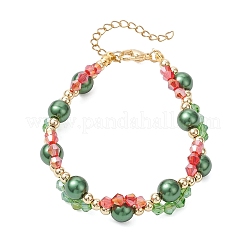 3 шт. 3-цветные браслеты из рождественского стекла и перламутрового стекла с выпечкой&nbsp;BJEW-JB12441