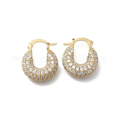 Латунные плоские круглые серьги-кольца с микропаве из прозрачных кубических цирконий&nbsp;EJEW-K318-04A-G