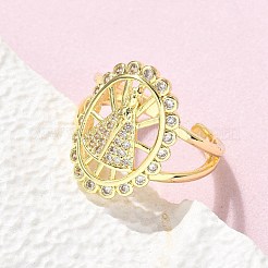 Латунные микро проложить манжеты кольца кубического циркония&nbsp;RJEW-P149-01B-G