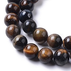 Нити бусин из натурального синего тигрового глаза (окрашенные и нагретые) класса ab&nbsp;G-I261-D01-10mm